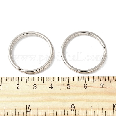 アイアン製キーリング  ダブルループ丸カン  ラックめっき  プラチナ  28.5x3.5mm  内径：23.5mm&nbsp;FIND-B046-07B-P-1