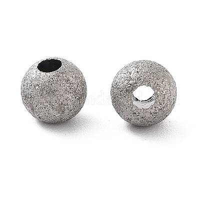 チタンビーズ  ラウンド  テクスチャ  ステンレス鋼色  5x4.8mm  穴：1.6mm&nbsp;STAS-R224-02C-P-1