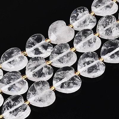 天然石クオーツクリスタルビーズ連売り 水晶 多面カットハート シード