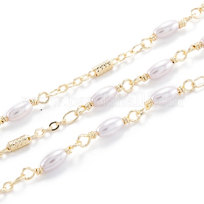 Handmade CCB Plastic Imitation Pearl Beaded Chains&nbsp;CHC-M021-29LG-1