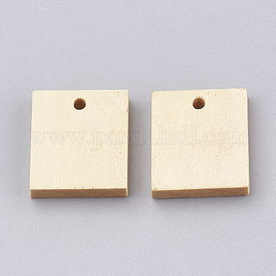 ウッドペンダント  長方形  小麦  20x17~18x4mm  穴：2mm&nbsp;X-WOOD-T008-05-1