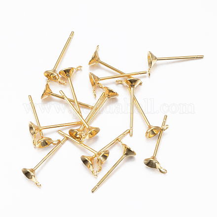 304 Stainless Steel Stud Earring Settings STAS-H558-09G-1