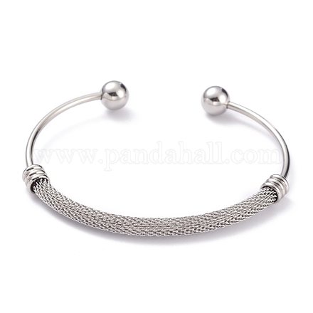 Tarnish Resistant 304 Stainless Steel Torque Bangles BJEW-O182-01P-1