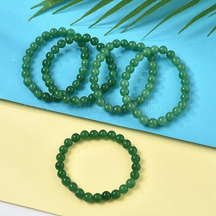 Natural Malaysia Jade(Dyed) Bead Stretch Bracelets BJEW-K212-B-013-1