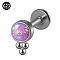 G23 Titanium Threadless Labrets, with Imitation Opal, Stainless Steel Color, Lollipop, 6mm, Pin: 1.2mm