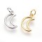 Brass Charms, Cadmium Free & Lead Free, with Jump Ring, Moon, Mixed Color, 13x9x1.5mm, Hole: 3mm