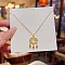 Stainless Steel Cable Chain Necklaces, Rhinestone Pendant Necklaces, Lock, 8.27~19.69 inch(21~50cm)