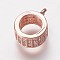 Brass Cubic Zirconia Tube Bails, Loop Bails, Cadmium Free & Lead Free, Bail Beads, Ring, Clear, Rose Gold, 9.5x7.5x4mm, Hole: 1mm
