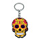 Plastic Pendant Keychain, with Iron Key Rings, Skull, Gold, Pendant: 5.7x4cm