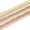 Iron Rhinestone Cup Chains, with Spool, Golden, Pink, 8.5x3mm, about 14.99 Feet(4.57m)/Roll