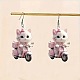 アクリルダングルピアス  猫の形  プラチナ  ピンク  55~57mm&nbsp;FS-WG257D2-01-4