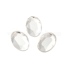 ガラスラインストーンカボション  フラットバック＆バックメッキ  多面カット  オーバル  クリスタル  14x10x3.5mm