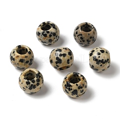 天然ダルメシアンジャスパーヨーロピアンビーズ  大穴ビーズ  ロンデル  12~12.5x9~10.5mm  穴：5.5~6mm