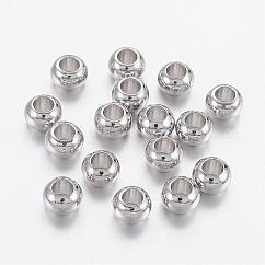 Brass Spacer Beads, Cadmium Free & Lead Free, Rondelle, Platinum Color, Size: about 6mm in diameter, 4mm thick, hole: 3mm