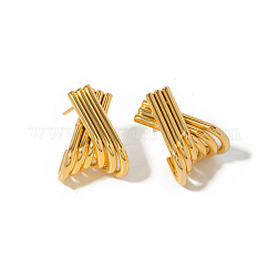 女性用304ステンレススチールスタッドピアス  18KGP本金メッキ  20x13mm