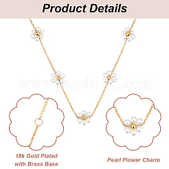 2Pcs 2 Color Imitation Pearl Flower Pendant Necklaces Set with Brass Chains for Women&nbsp;NJEW-AN0001-89