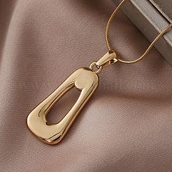 Minimalist 304 Stainless Steel Enamel with Imitation Pearl Trapezoid Pendant Necklaces for Women&nbsp;DN6458