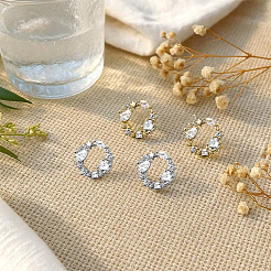 4 Pairs 2 Colors Brass Stud Earrings&nbsp;EJEW-HY0001-45