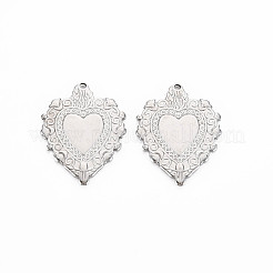 変色しない201ステンレススチールペンダント  ハート  ステンレス鋼色  30x23x1.5mm  穴：1.6mm&nbsp;STAS-S119-152P