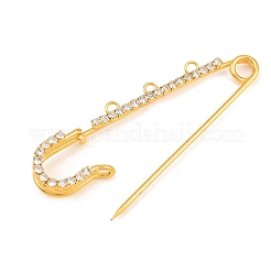 鉄製ラインストーン安全ピンブローチ金具  トリプルループのキルトピン  ゴールドカラー  70x19x7mm  穴：2.8mm&nbsp;IFIN-A021-01C-G