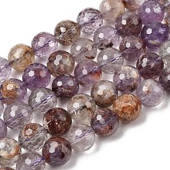 Natural Purple Phantom Quartz Purple Lodolite Quartz Round Beads Strands&nbsp;G-Z127-B01-10mm