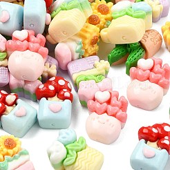 60Pcs 6 Styles Potted Plant Themed Opaque Resin Cabochons&nbsp;CRES-CJ0001-76