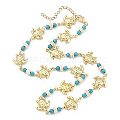 Ocean Dyed Synthetic Turquoise Beads & 304 Stainless Steel Link Chain Necklaces&nbsp;GG-NJEW-JN06337-02
