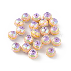UVメッキレインボー虹色樹脂ビーズ  ラウンド  カラフル  16x15mm  穴：3mm&nbsp;RESI-I048-01F