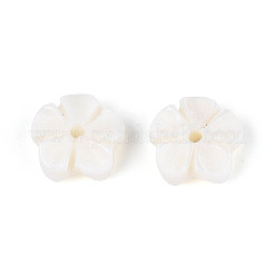 天然淡水貝の彫刻ビーズ  花  乳白色  7~8x2.5~3mm  穴：0.9~1mm&nbsp;SHEL-N038-36