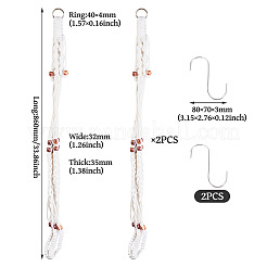 2Pcs Handmade Macrame Polyester with Wood Bead Plant Hanger&nbsp;AJEW-HS0001-47A