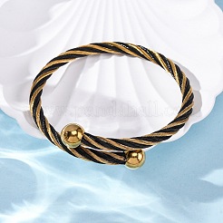 女性用304ステンレススチールトルクバングル  イオンプレーティング（ip）  ミックスカラー  5/8インチ（1.65cm）  内径：2-3/8x2-1/4インチ（5.9x5.8cm）&nbsp;BJEW-P310-19MC