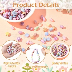 400個4スタイルクラフトスタイルアクリルビーズ  混合図形  ミックスカラー  6~10x5~10mm  穴：2~4mm  100個/スタイル&nbsp;MACR-YW0004-40