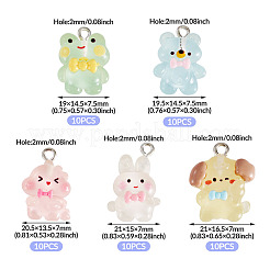 50Pcs 5 Styles Luminous Transparent Resin Pendants&nbsp;RESI-TA0005-20