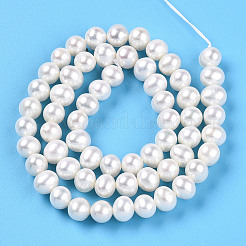 天然養殖淡水パールビーズ連売り  ラウンド  乳白色  6~7mm  穴：0.6mm  約61~64個/連  14.17~15.35''（36~39センチメートル）&nbsp;PEAR-N016-06C