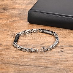 男性用のおしゃれなステンレススチールチェーンブレスレット  ステンレス鋼色  8-1/4インチ（21cm）&nbsp;PW-WGD2689-01