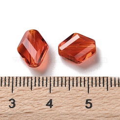 K9ガラス  模造オーストリアクリスタルビーズ  多面カット  菱形  ブラウン  10x8x4mm  穴：1.4mm&nbsp;GLAA-R001-01I