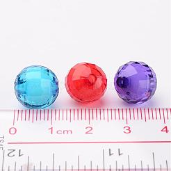 混合色透明なアクリル多面カットラウンドビーズ  二層ビーズ  12mm  穴：2mm&nbsp;X-TACR-S086-12mm-M