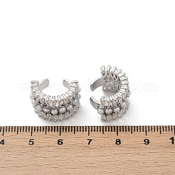 C-Shaped Brass Micro Pave Clear Cubic Zirconia Cuff Earrings&nbsp;EJEW-Z111-02P