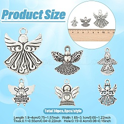 30Pcs 6 Styles Tibetan Style Alloy Pendants&nbsp;TIBEP-YW0012-41
