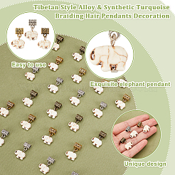 Tibetan Style Alloy & Synthetic Turquoise Braiding Hair Pendants Decoration&nbsp;OHAR-AB00015