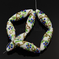 Handmade Bumpy Lampwork Rice Beads Strands&nbsp;LAMP-L008-M