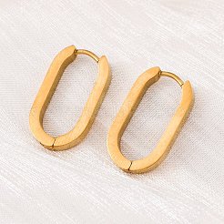PVD 真空メッキ 304 ステンレススチール ハギー フープ イヤリング  オーバル  18KGP本金メッキ  21x11x3mm  ピン：1mm&nbsp;X-STAS-S103-21G