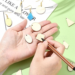 DIY 菱形/三角形/楕円形の天然ポプラ材ペンダントダングルイヤリング作成キット  アンティークホワイト  24.5x1.5mm  穴：1.6mm  20pc&nbsp;DIY-YW0010-47