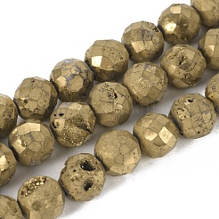 Electroplate Natural Druzy Geode Quartz Crystal Beads Strands&nbsp;G-I250-04B