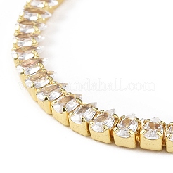 キュービックジルコニアテニスブレスレット  本物の 18K ゴールドメッキ真鍮ティアドロップリンクチェーンブレスレット女性用  カドミウムフリー＆鉛フリー  透明  7-1/8インチ（18.2cm）&nbsp;BJEW-L652-24G-02