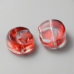 透明ガラスビーズ  スターとムーン  ファイヤーブリック  14x12x6mm  穴：1.2mm&nbsp;GLAA-TAC0020-05G