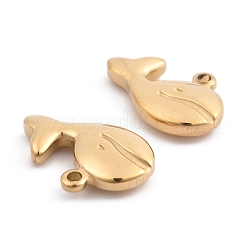 304ステンレスペンダント  クジラのチャーム  14KGP本金メッキ  12x18x3.5mm  穴：1.6mm&nbsp;STAS-L022-484G