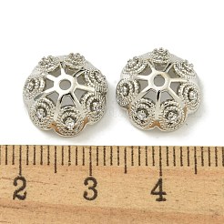 Rack Plating Brass Micro Pave Clear Cubic Zirconia Bead Caps&nbsp;KK-K386-14P