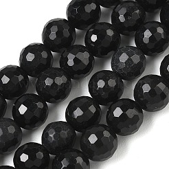 天然石オブシディアンビーズ連売り  多面カット  ラウンド  10.5~11mm  穴：1.2mm  約39~42個/連  15.16~15.47''（38.5~39.3センチメートル）&nbsp;GG-CBA12F1-A01-10MM