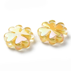 UVメッキアクリルビーズ  虹色の  二層ビーズ  クローバー  ゴールド  25x25x8mm  穴：3mm&nbsp;SACR-G033-03D